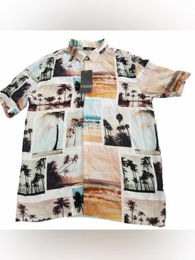 Men's Short-Sleeve Tropical Button-Down Shirt in Multi-Color (004)